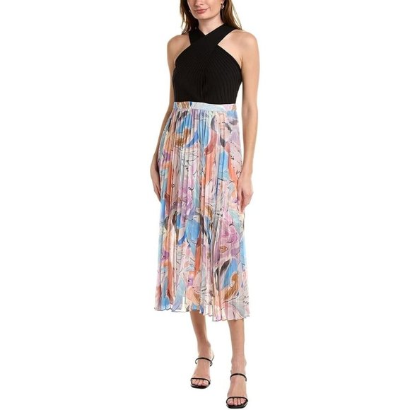 Ted Baker Avellin Pleated Black Dress Size 1/ S